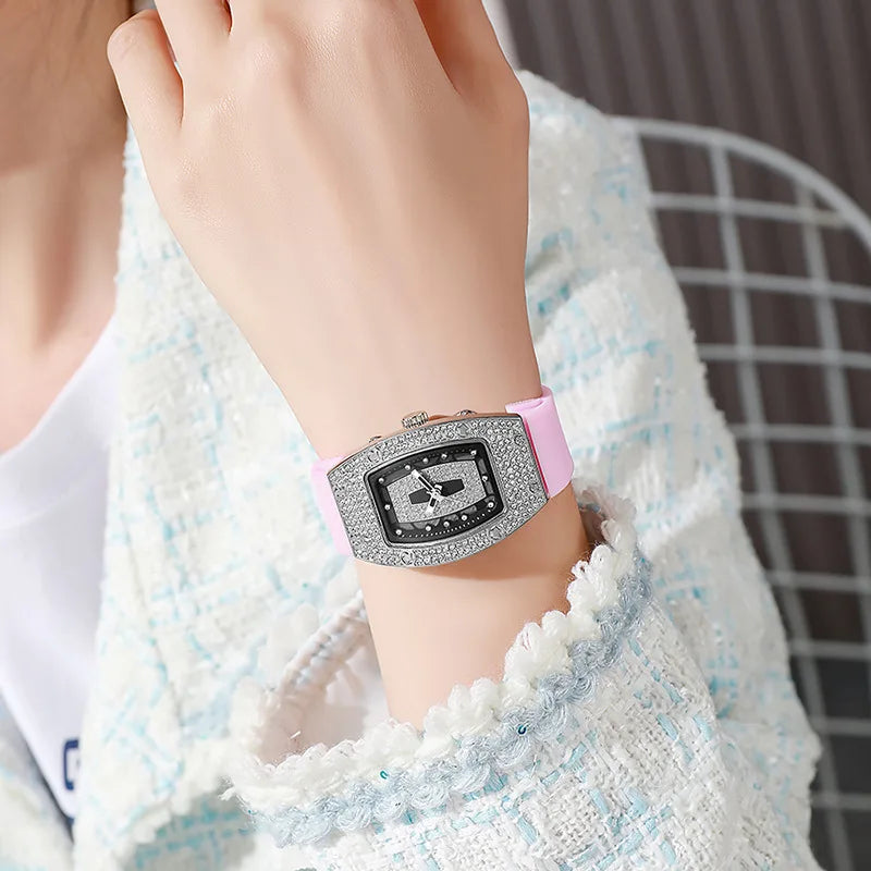 Contemporary Sparkle: Tonneau Crystal Jelly Watch