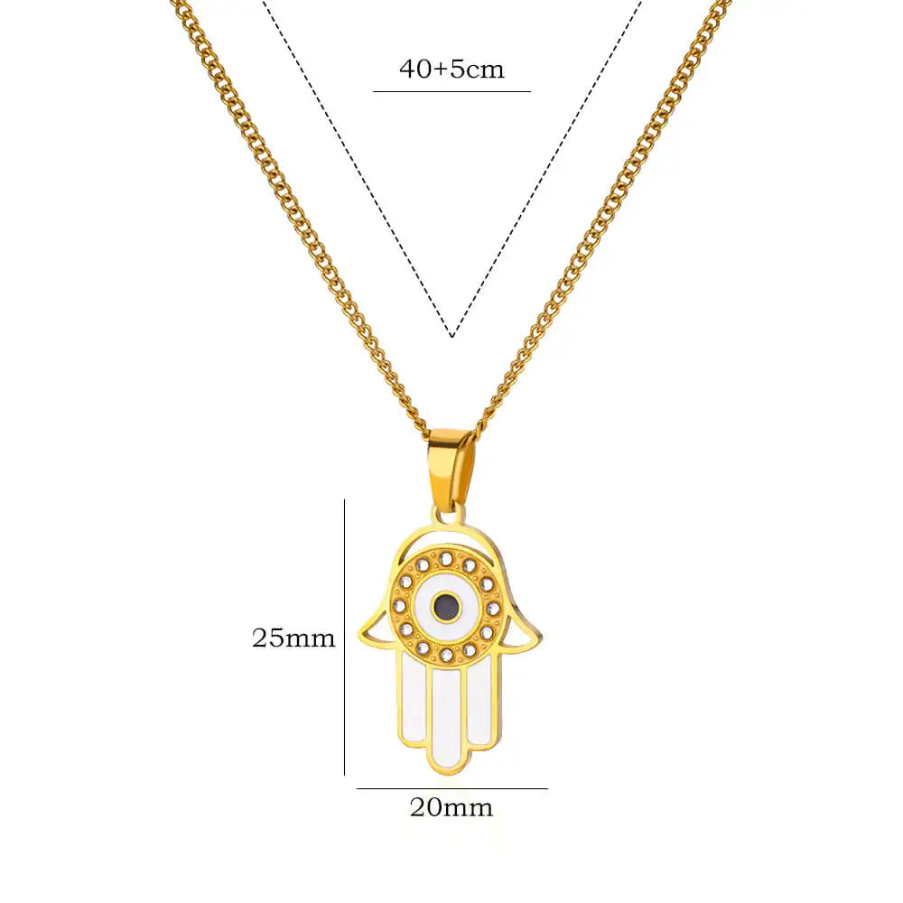 Hamsa Light – Zircon Palm & Geometric Pendant