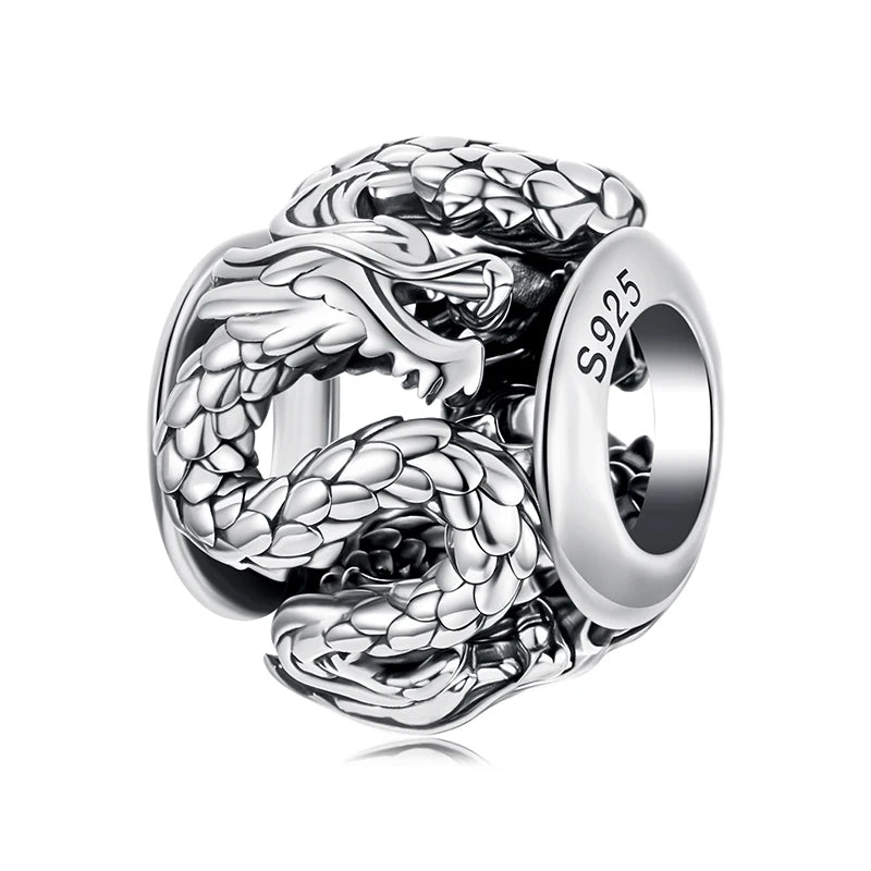 The Mythical Phoenix and Flying Dragon Sterling Silver Charm
