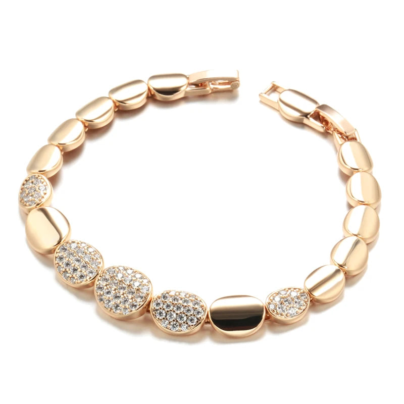 Rose Gold Oval Link Zircon Bracelet