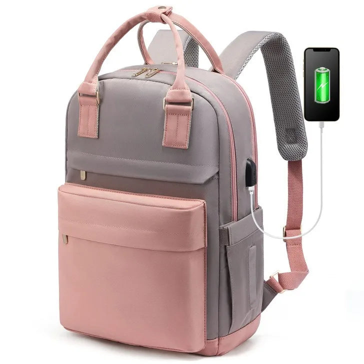 Waterproof Nylon Backpack with USB Port for 15.6” Laptop