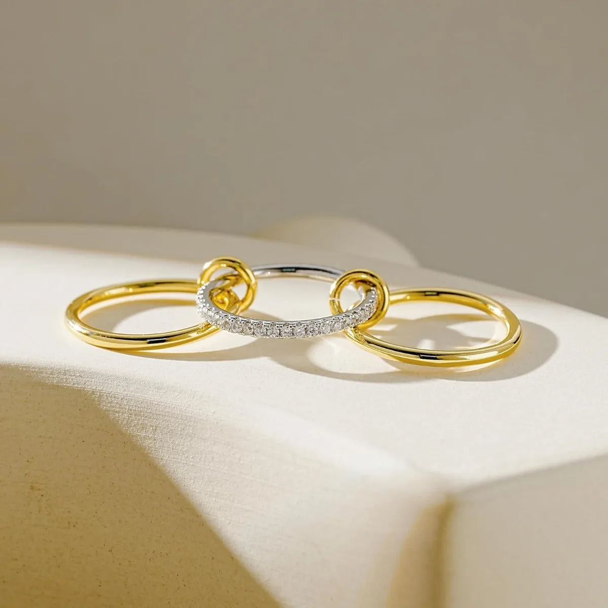 The Trinity Harmony Two-Tone Stacking Ring Set