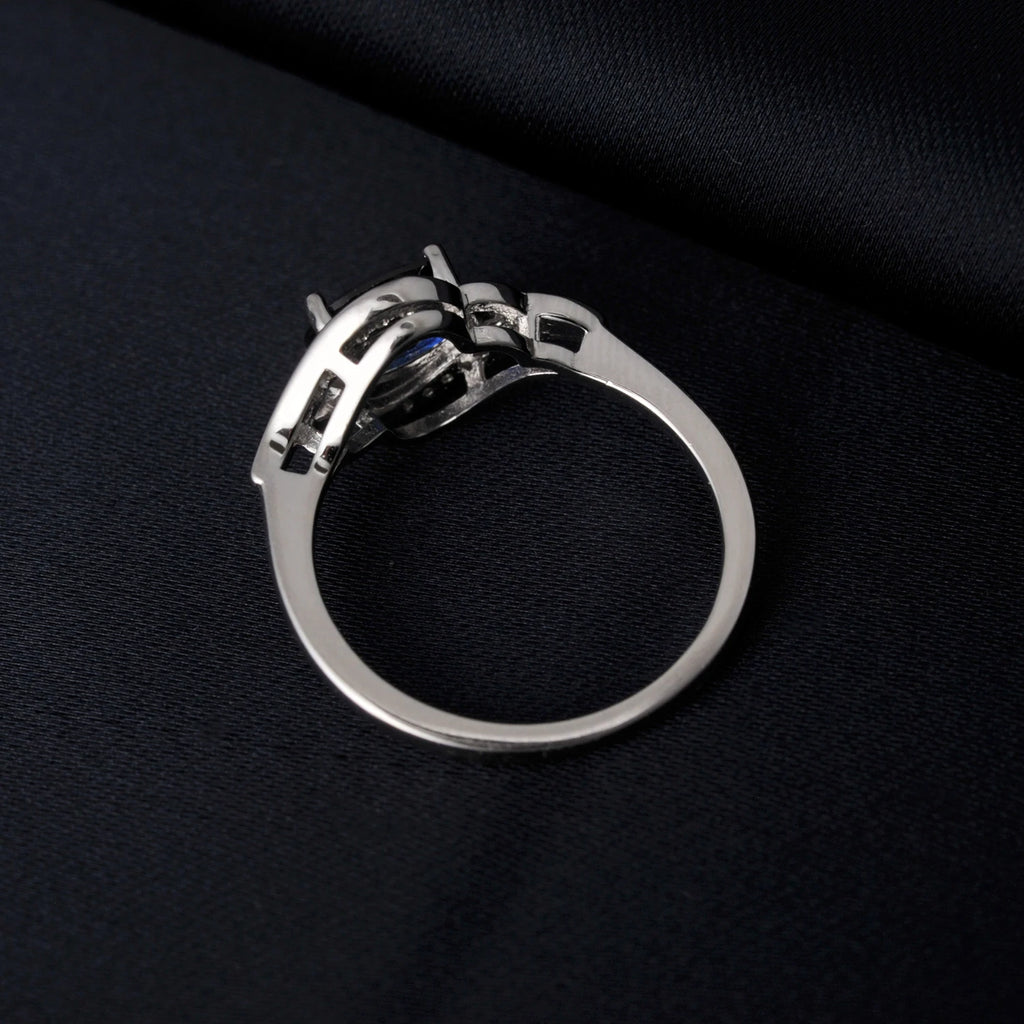 Deep Sea Elegance: POTIY Natural London Blue Topaz Solitaire