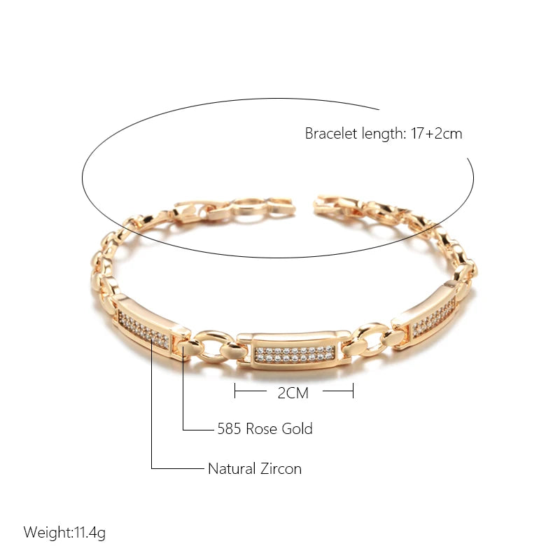 Rose Gold Square Link Bracelet with Natural Zircon