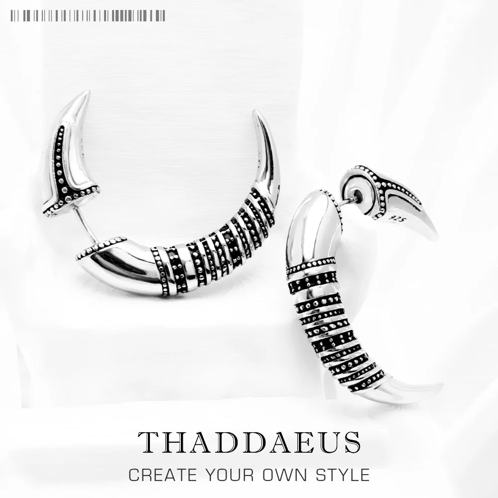 Sacred Spirals: Kathmandu Tribal Claw Earrings in 925 Sterling Silver