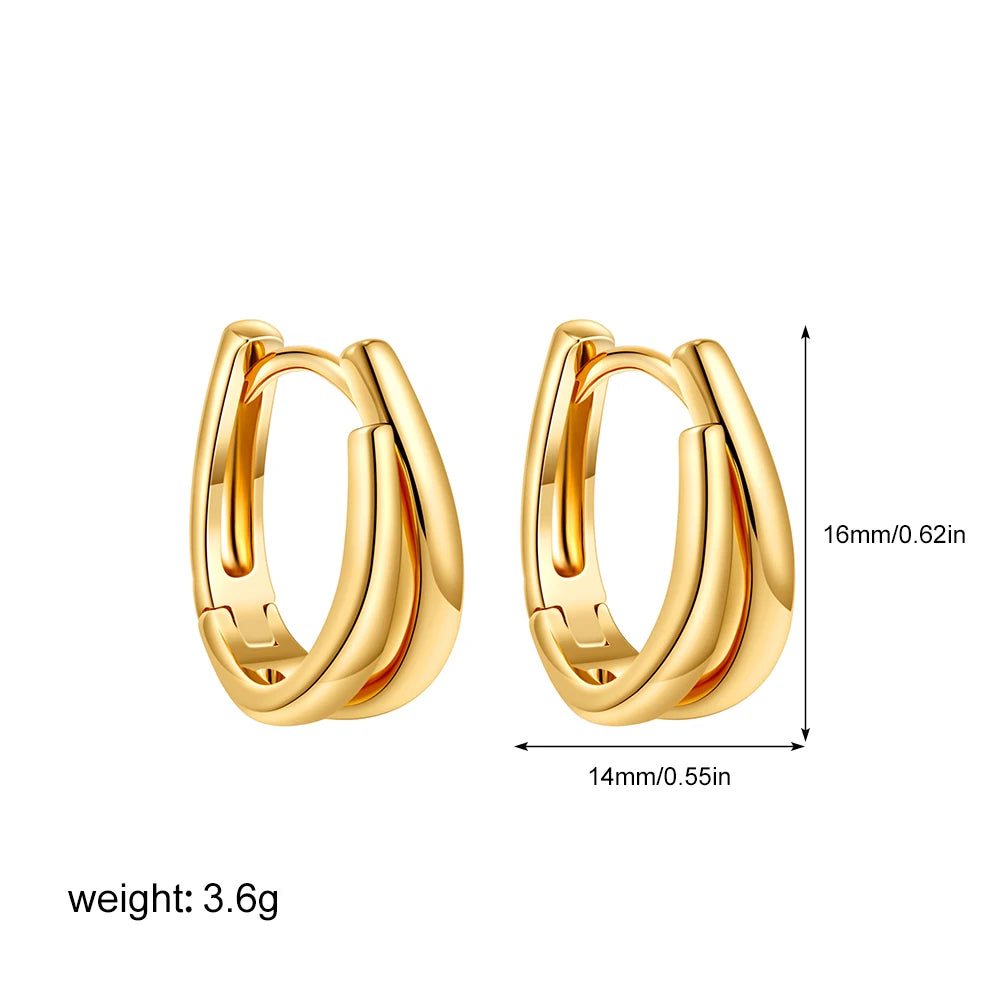 Modern Contrast: Bi-layer U-Shape Colorblocked Huggie Hoops