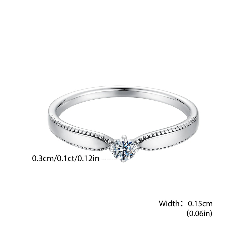 The Exquisite Moissanite Solitaire Band in Pure Sterling Silver