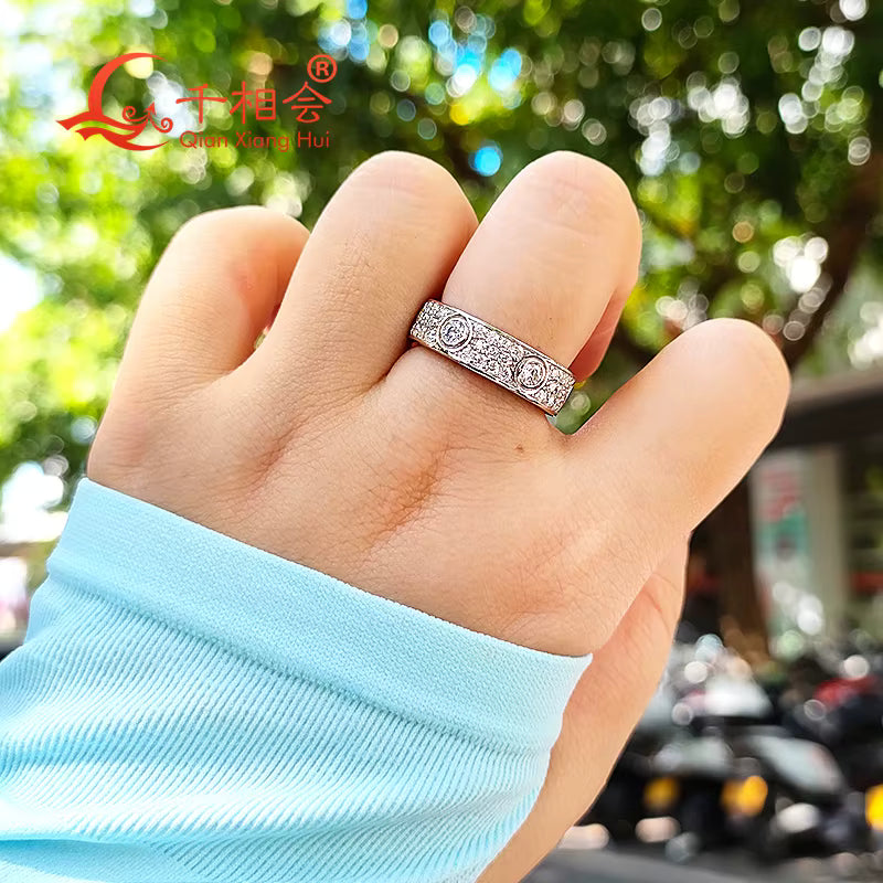 925 Sterling Silver Moissanite Band Infinite Light