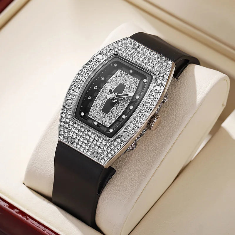 Contemporary Sparkle: Tonneau Crystal Jelly Watch