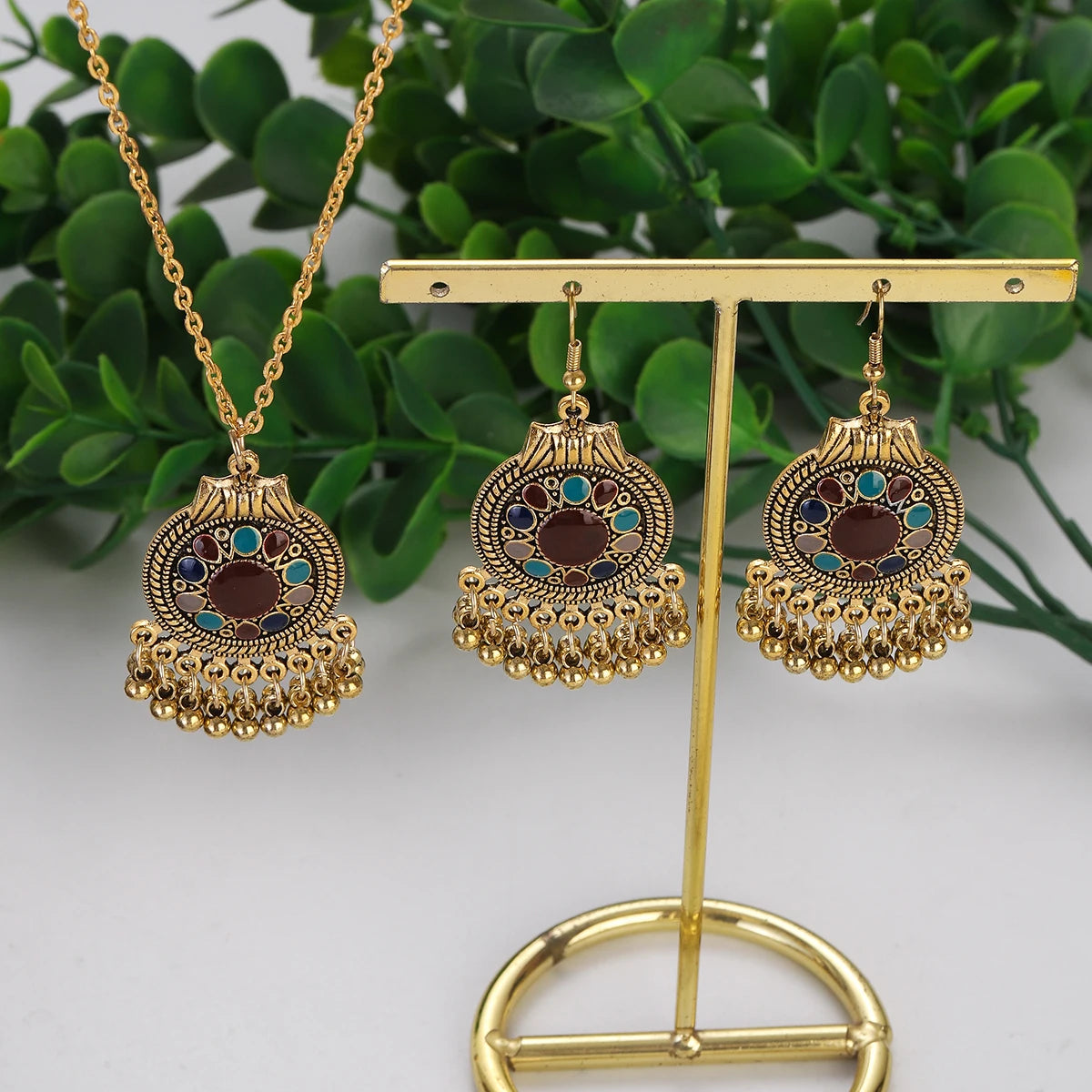 Ethnic Vintage Indian Jewelry Set with Tassel Details
