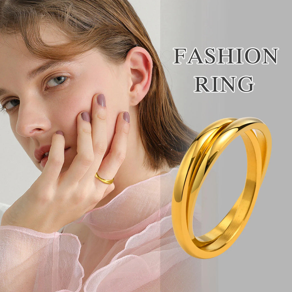 Thin Interlocking Rolling Ring Minimalist Infinity Design Women