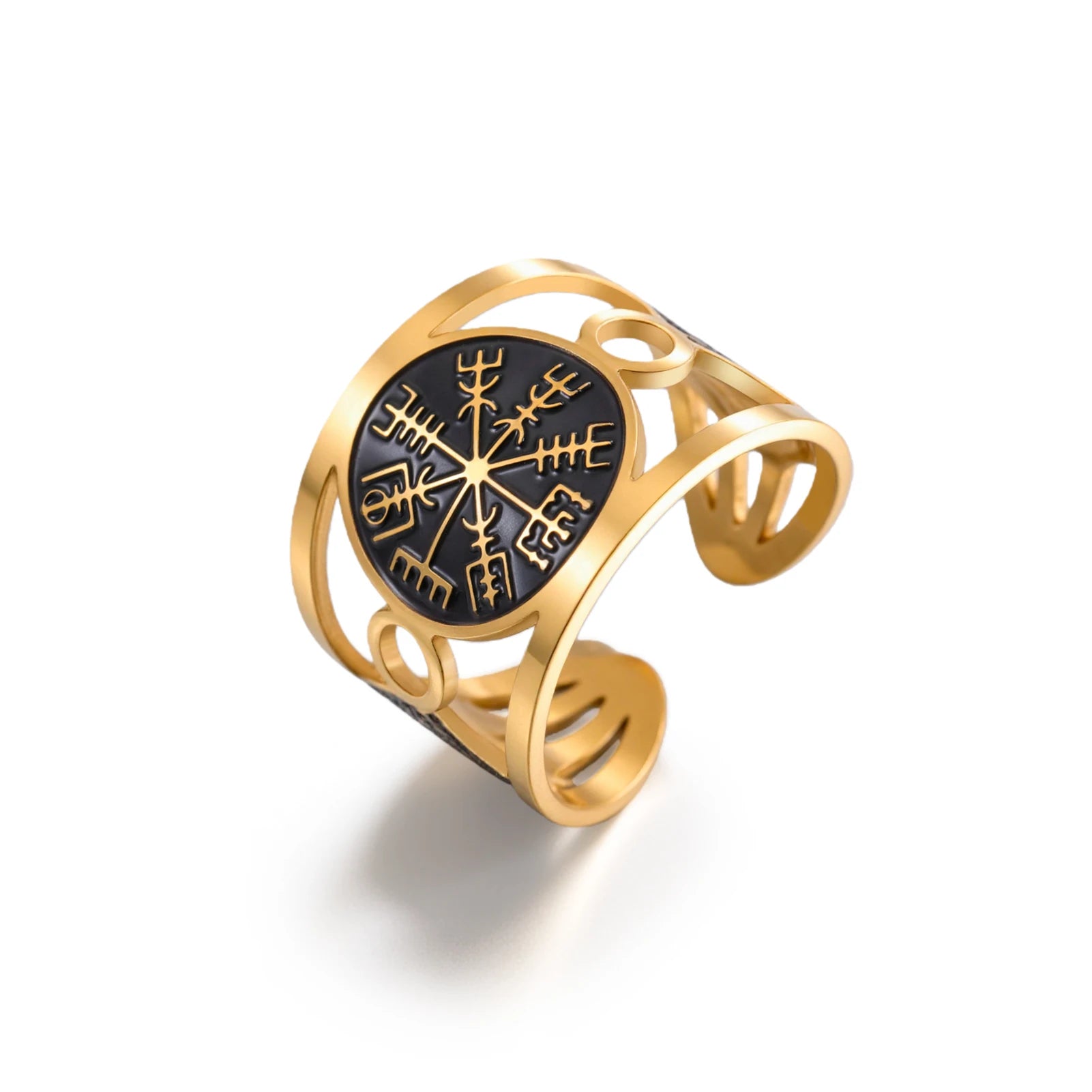 Nordic Viking Vegvisir Ring Compass of the Soul