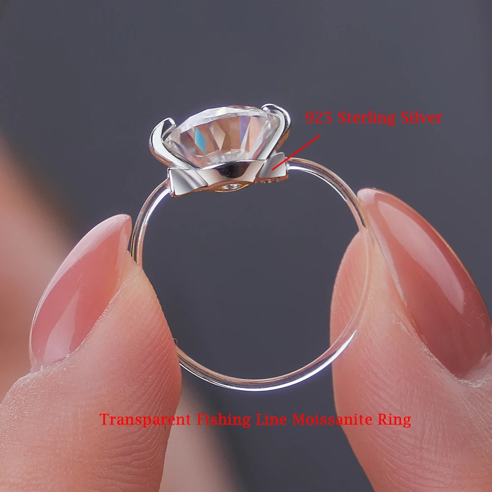 925 silver ring floating moissanite Pure ethereal light