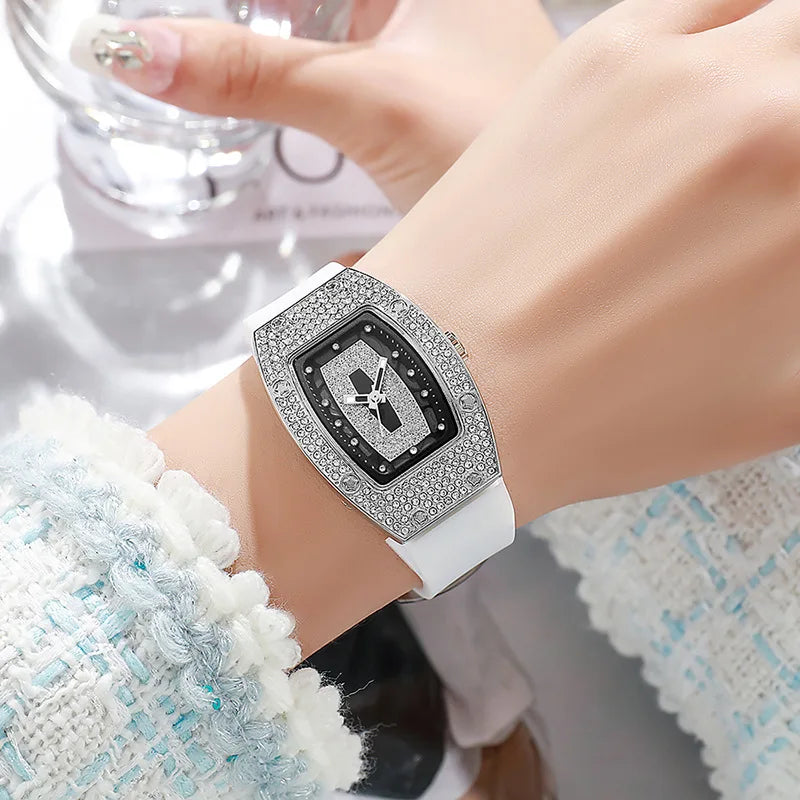 Contemporary Sparkle: Tonneau Crystal Jelly Watch