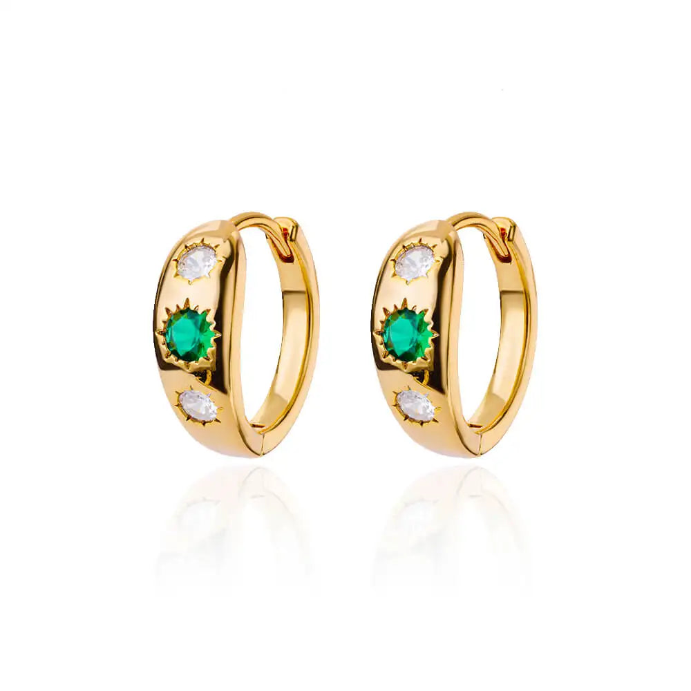 Celestial Harmony earring – Zircon Star & Heart Geometric Studs