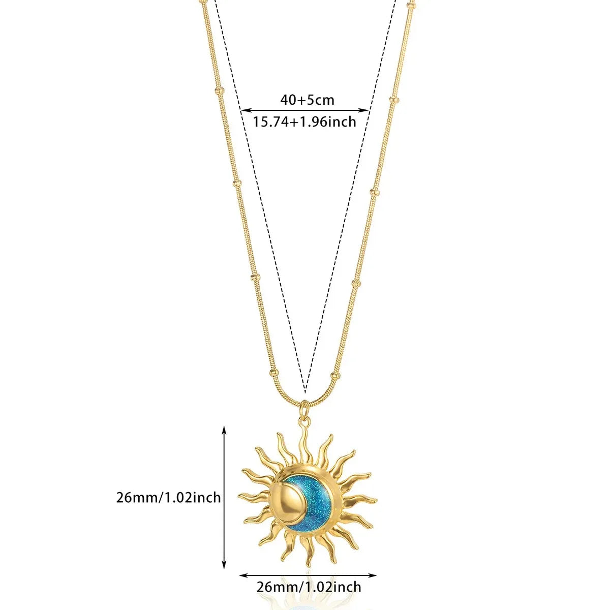 Solar Essence – Oil-Drip Golden Sun Necklace