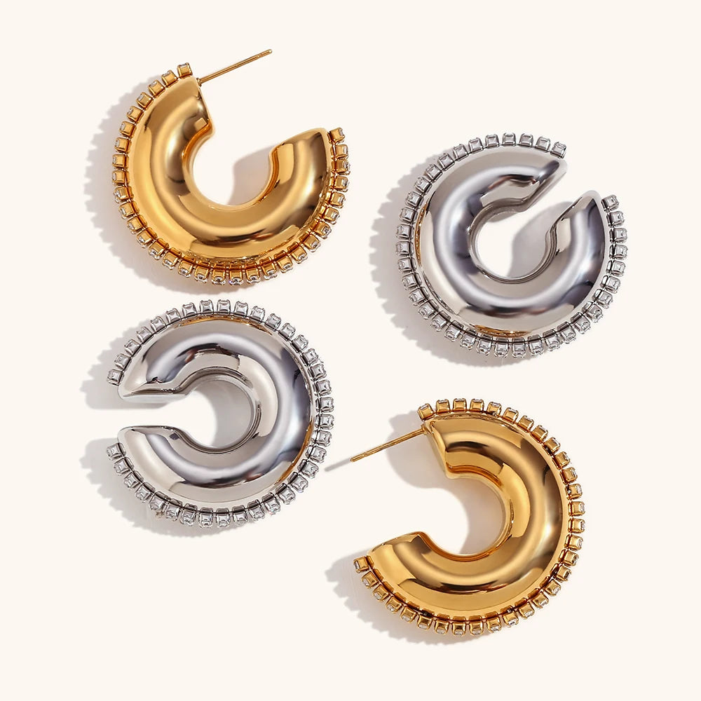 Scintillating Curves La.Muses Zircon-Bordered C-Hoops