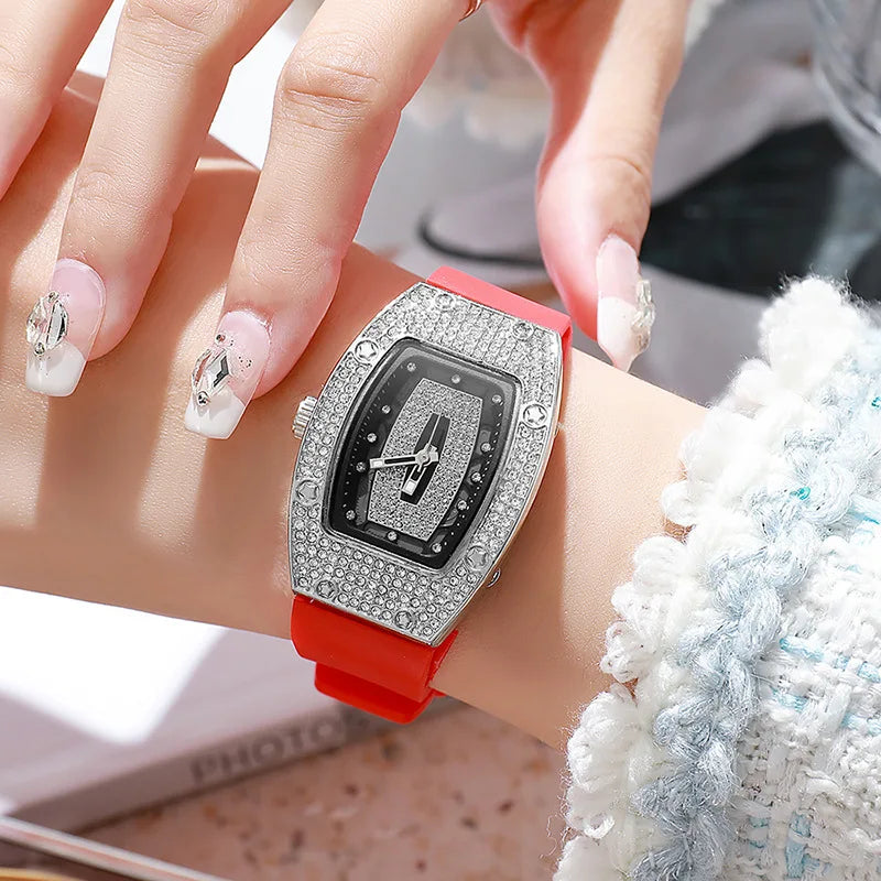 Contemporary Sparkle: Tonneau Crystal Jelly Watch