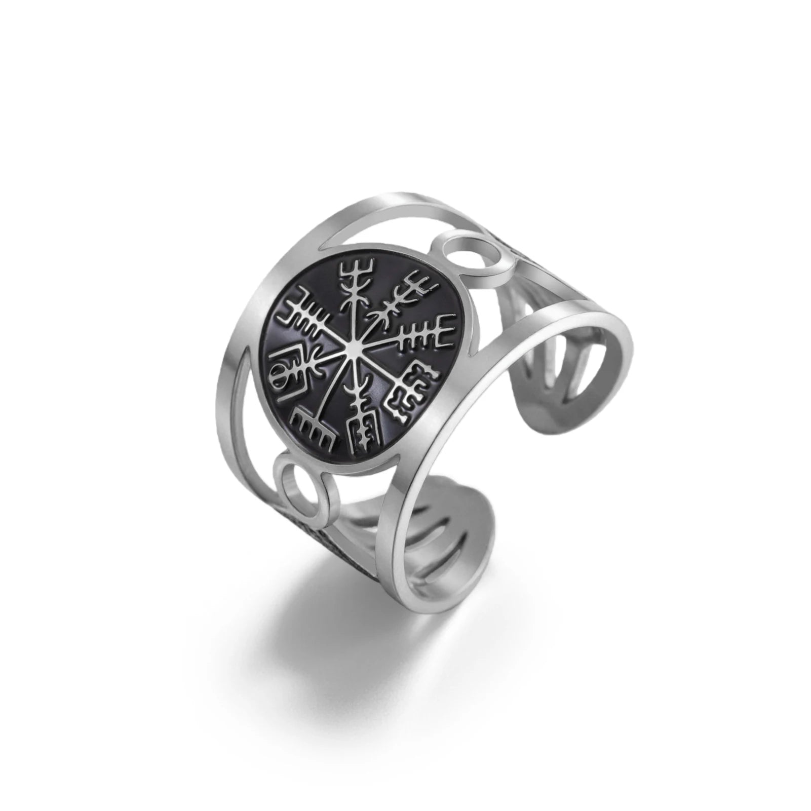 Nordic Viking Vegvisir Ring Compass of the Soul