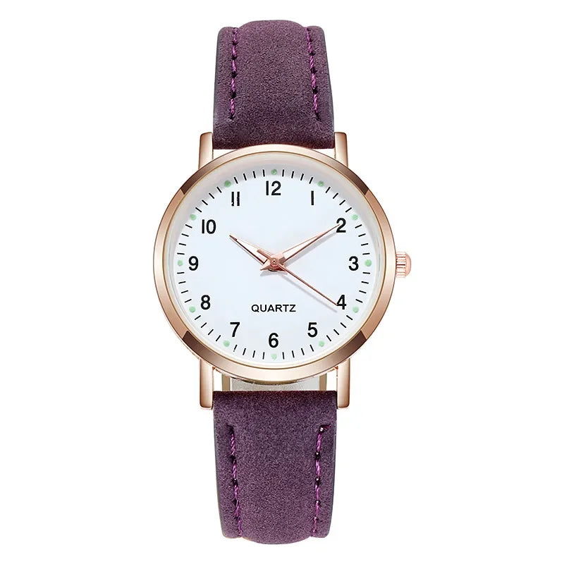 Radiant Grace: Luminous Leather Fashion Watch