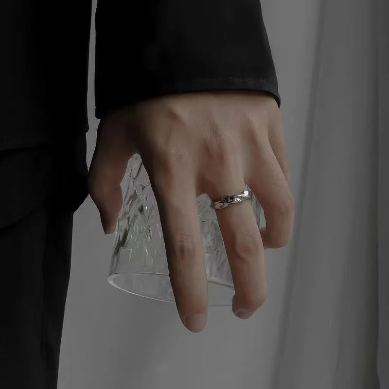 Minimalist Geometric Ring Cool Tone High Fashion Design