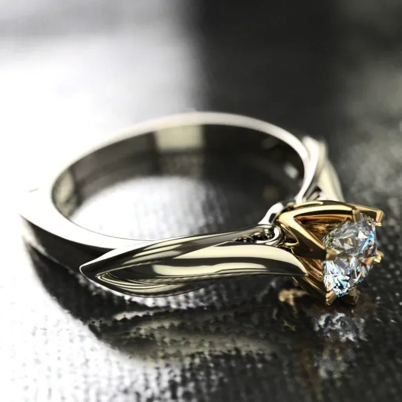 Cocktail ring moissanite 8K gold finish Timeless elegance
