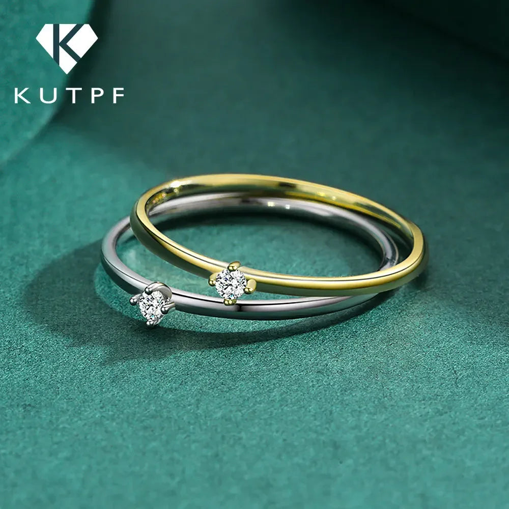 Sterling silver 925 ring plated 18k gold featuring moissanite Delicate shine