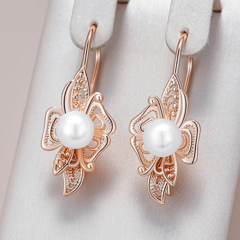Royal Geometry – Hollow Pearl Lace Drop Earrings