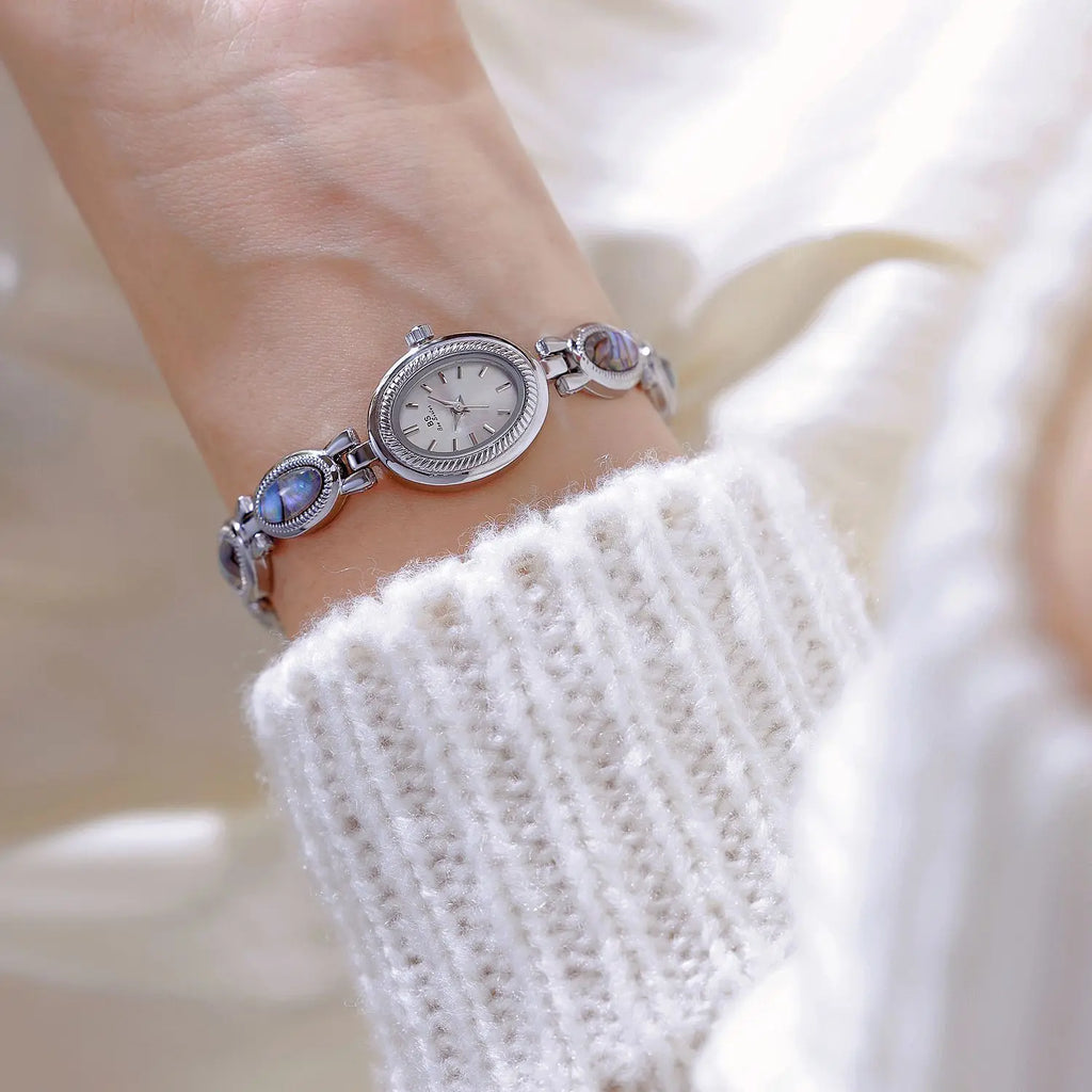 Midnight Noir: Elegant Oval Bracelet Watch in Black & Gold