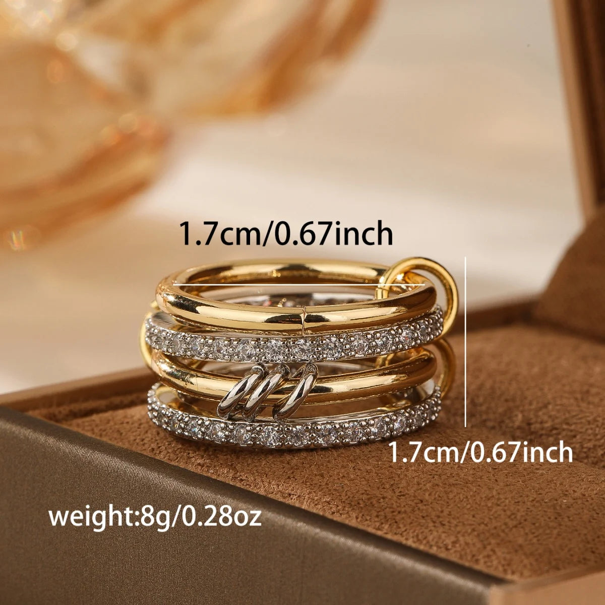 Four-Ring Two-Tone Statement Ring Modern Bold Attitude