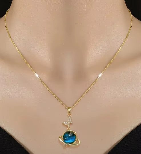 The Celestial Voyager Star and Moon Titanium Pendant Necklace