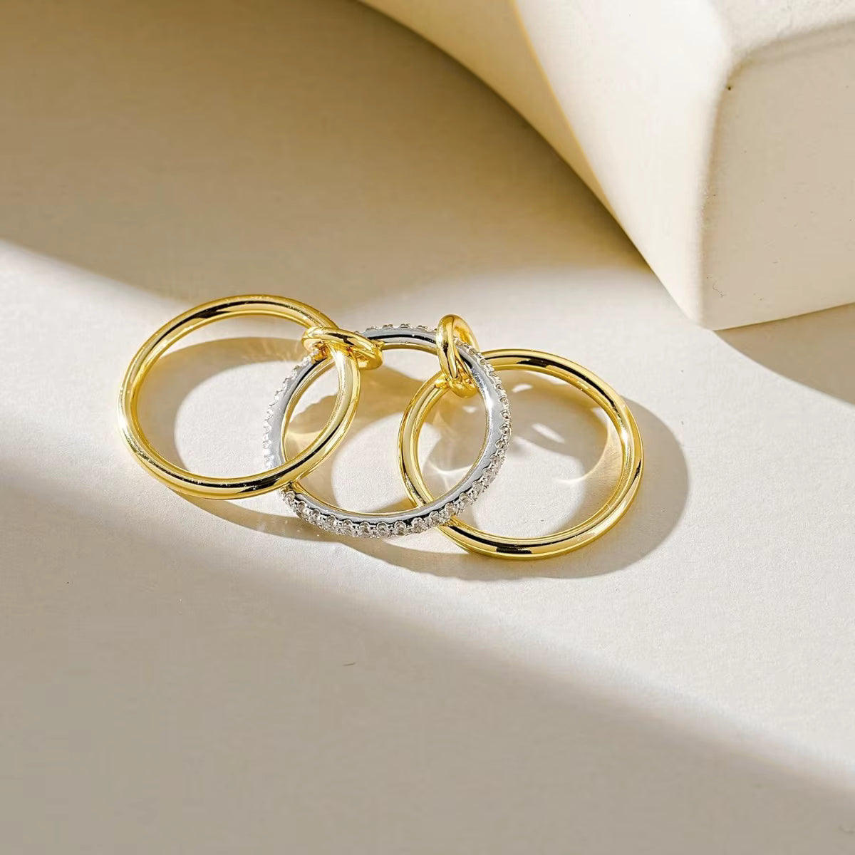 The Trinity Harmony Two-Tone Stacking Ring Set