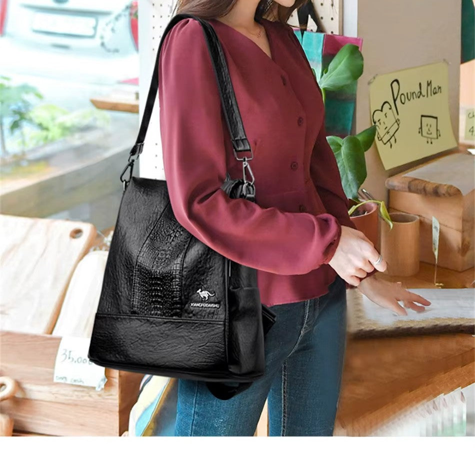 Soft Leather Designer Backpack for Women with Large Capacity and Elegant Style